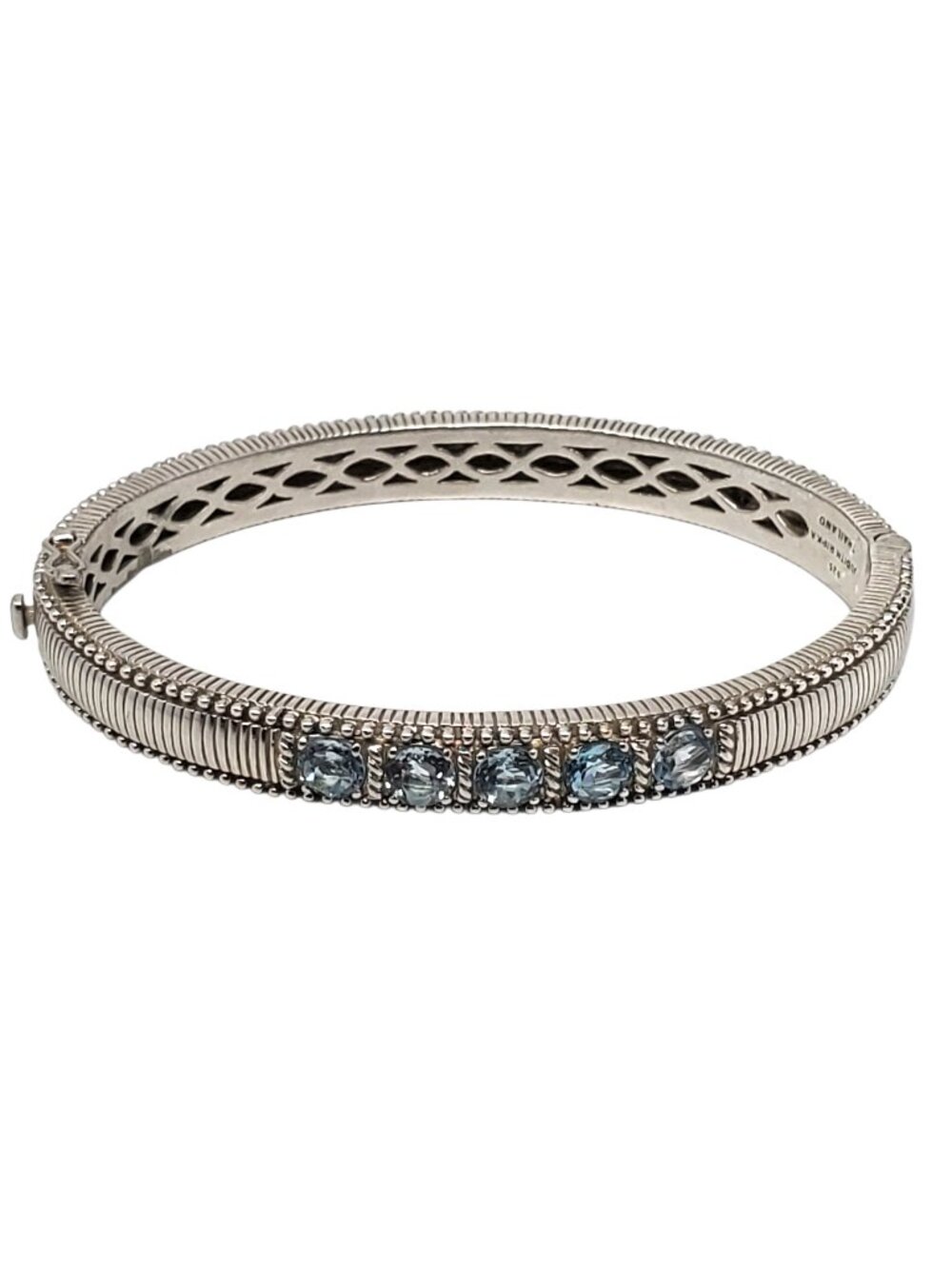 Judith Ripka Sterling Silver Blue Topaz Bangle Bracelet #24104